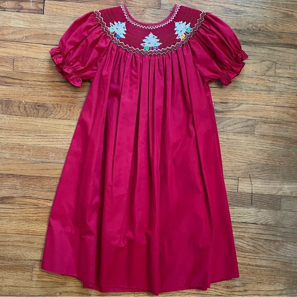 Rosalina 4T Smocked Christmas Tree Dress Red Holiday Dress - Picture 1 of 6